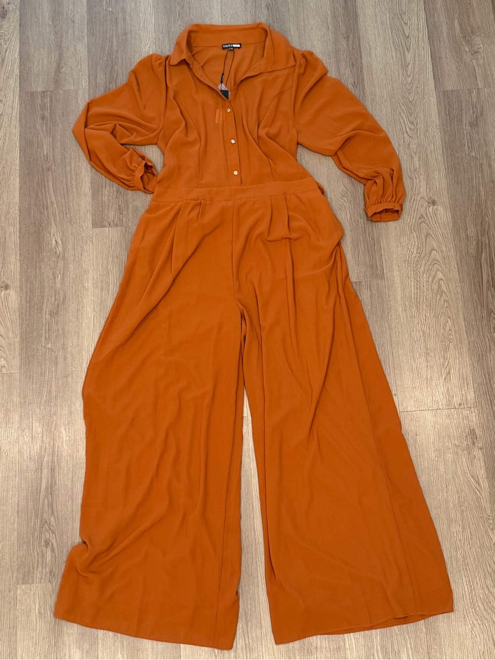 Fashion Nova Wide-Leg Jumpsuit in Burnt Orange